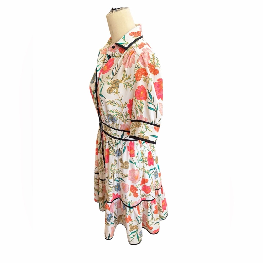 KATE SPADE- Picnic Perfect Blossom Fluid Shirtdress Spring Floral Preppy size 0 - Picture 4 of 7
